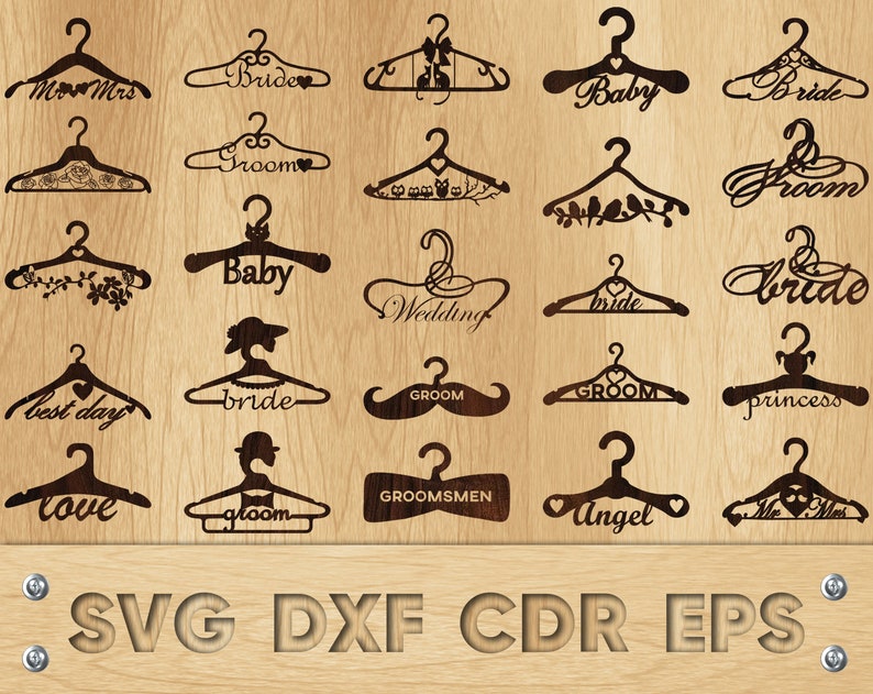 25 Wedding Clothes Hanger SVG for laser cut digital file ...