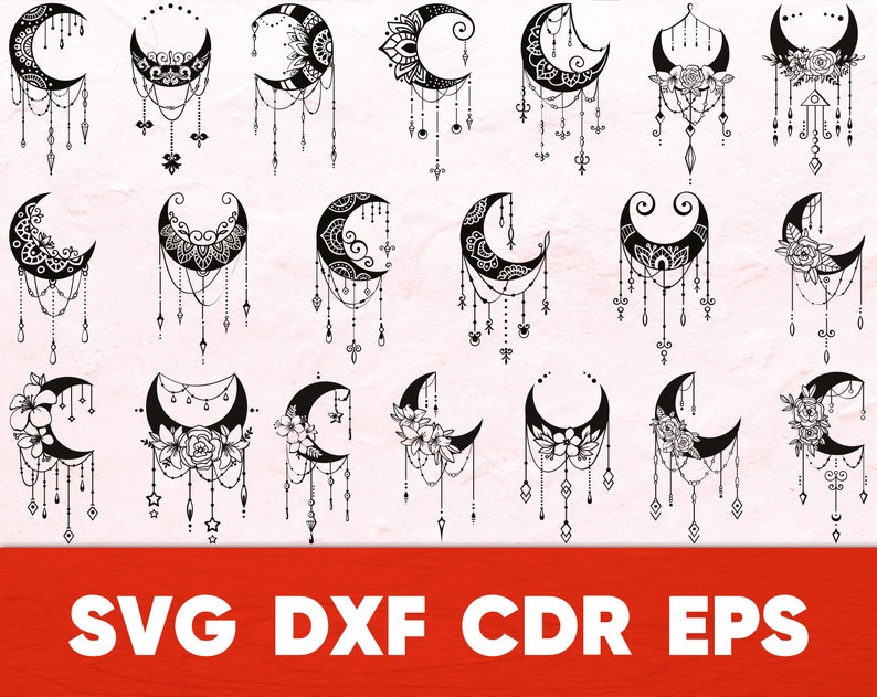 Download Moon Mandala svg vector bundle cut files cdr Moon and Star ...
