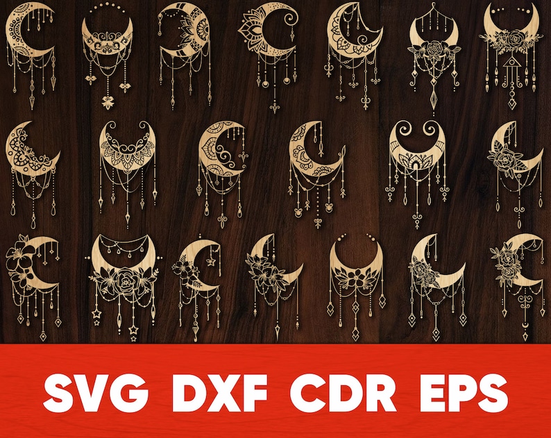 Download Moon Mandala svg vector bundle cut files cdr Moon and Star ...