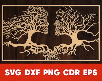 Couple Tree of Love SVG: Laser Cut Wall Decor (Digital Download)