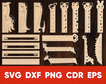 動物定規 SVG ファイル: レーザーカット CNC プラン (デジタルダウンロード)