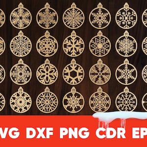 Ball Snowflake svg for laser and paper cut, Christmas Home Ornament Decoration, Acrylic, Wooden and Plywood Tree Toys for Glowforge