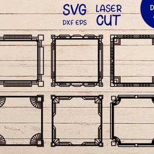 Square Mirror Frame svg Decorative Wall Border Silhouette for Cricut and Glowforge Mirror Frame cnc Laser Cut Machine