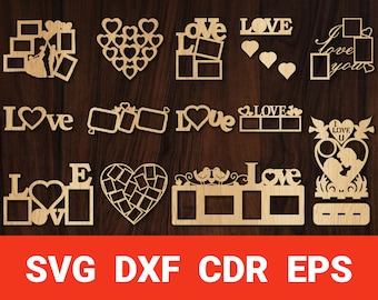 Love Photo Frame Laser Cut Files: Valentine's Day SVG (Digital Download)