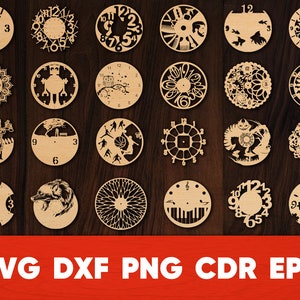 Orologio da parete svg Download immediato Decorazione da parete per bambini Soggiorno Orologio tagliato al laser Cricut Vettore CNC Arte da parete moderna per bambini