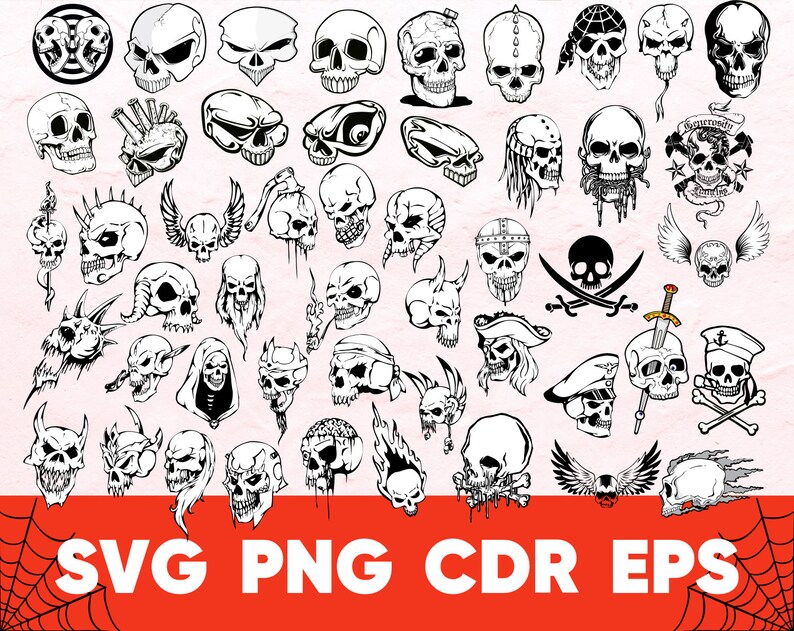 Download Horror Halloween Skulls png svg 49 Bundle Cricut Candy ...