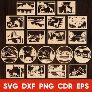 木のパネル SVG: レーザーカットの木製ウォールアート (デジタルファイル)