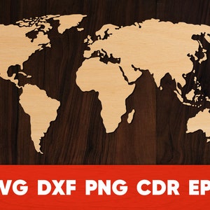 Welt Karte SVG Datei für Cricut, Laser geschnitten Vorlage dxf, Silhouette Welt Karte Vektor, Welt Karte Wand Kunst for Glowforge Laser