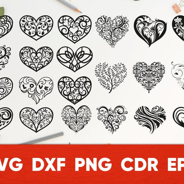 Decorative Heart svg Wedding Decor Abstract Swirl Vectors Hear Cricut and Growforg Party Decor