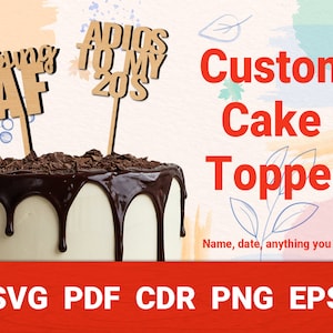 Conception personnalisée de svg de Topper de gâteau, vecteur de décorations personnelles de mariage, fête d'anniversaire de Topper personnalisée