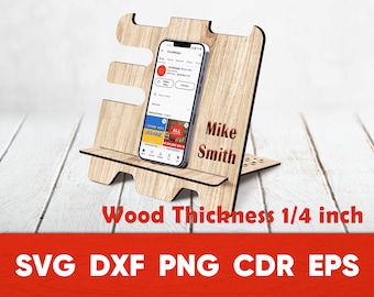 Laser Cut Wood Phone Stand SVG: CNC Vector Template (Digital Download)