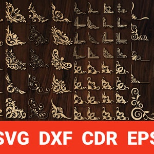 装飾コーナー SVG、装飾バロック フォト ミラー フレーム cdr dxf eps、Cricut シルエット ファイル用クリスマス コーナー