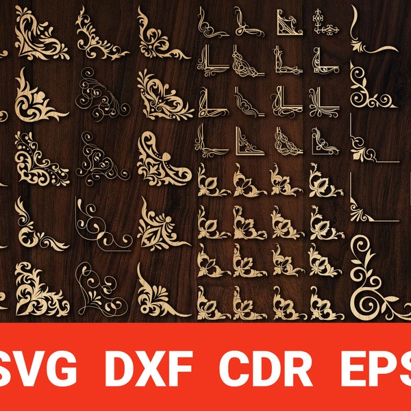 Ornamental Corner SVG, Decor baroque photo mirror frame cdr dxf eps, Christmas corner for Cricut Silhouette File
