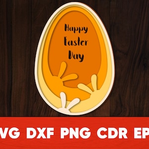3D Easter Egg svg Files for Cricut and Glowforge, Multi Layer Bunny Wood Ornament CNC Week-end décoration cnc, Laser Cut Silhouette