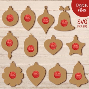 Trouwen met Kerstmis chocolade houder SVG, laser gesneden bestand, kerstboom decor, Cricut silhouet Glowforge SVG