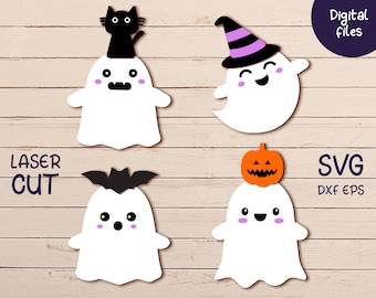 Cute Halloween Ghost SVG Bundle, Laser Cut Files (Digital Download)