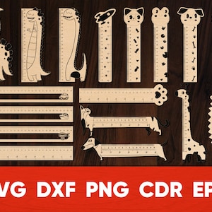 Linijka CM i INCH pliki svg dla drewna wycinanego laserowo CNC i Cricut Dzieci Zwierzęta