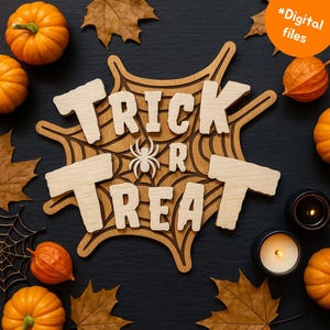 Süßes oder Saures Halloween-Schild, Silhouette für Laser cut, Cricut, Glowforge, Multi-Layer-Partydekoration dxf