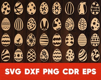 Oeuf de Pâques Bundle svg Glowforge Laser Cut Files DIY Bunny Easter Wood Eggs Cricut Silhouette svg