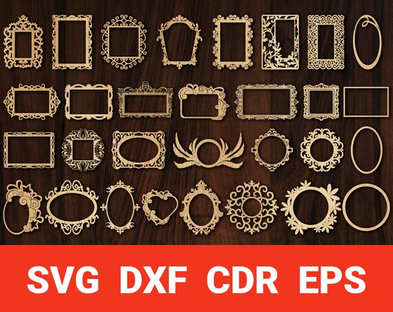 Download Elegant Mirror Frame Set Dxf For Laser Cut Diy Decorative Etsy