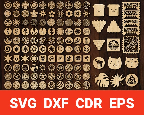Download Coaster Set Svg Vector File For Laser Cut With Box Cricut Etsy