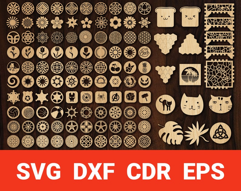 Download Coaster Set svg vector file for Laser cut with Box Cricut | Etsy Coaster Set svg vector file for Laser cut with Box Cricut | Etsy