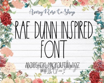 Rae Dunn Inspired Font with Characters | OTF | Actual Font File | Cricut | Silhouette | Hashtag | TTF
