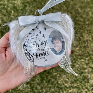 Personalized Memorial Wing Ornament | with Photo | Floating Ornament Keepsake | Gift