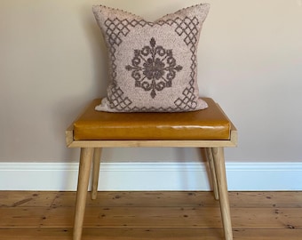 Handwoven Light Pink Wool Pillow Cover