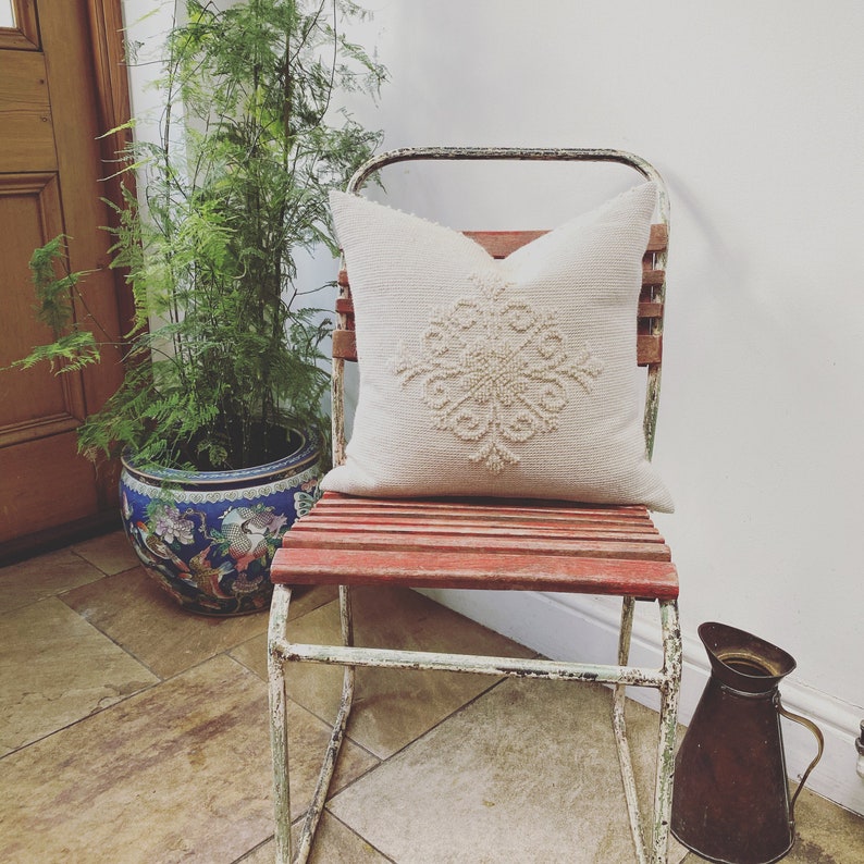 bohemian pillow cover Ecru natural textured cushion cover hand woven in Sardinia cushion boho chic cushion 45x45cm throw pillow cover