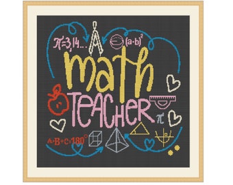 Math Teacher Cross Stitch Pattern: Pi Day Gift (PDF Pattern)