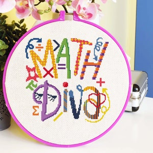 Math Cross Stitch Pattern - Perfect Teacher Gift for School | Unique Math Cross Stitch Design