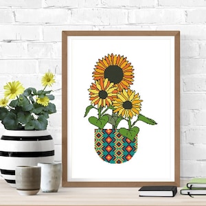 Cross Stitch Pattern, Sunflower, Sunflower Pattern, Summer Cross Stitch, Sunflower Embroidery, Sunflower Cross Stitch, Sunflowers Pattern,