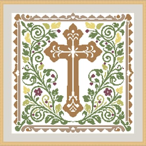 Cross Cross Stitch Pattern Religious Faith Christian image Instant PDF Download 6 colors