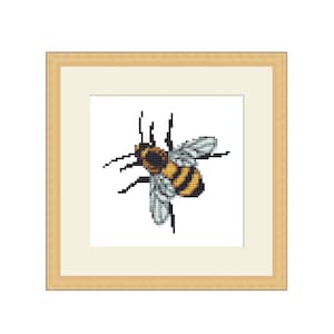 Bee Cross Stitch Pattern - Insect Embroidery for Beekeepers - Unique Gift Idea 60 x 58 Stitches only 8 colors