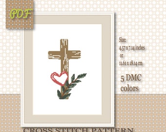 Religious Cross Stitch Christian Pattern With Flowers Embroidery For Baptism Or Passing PDF