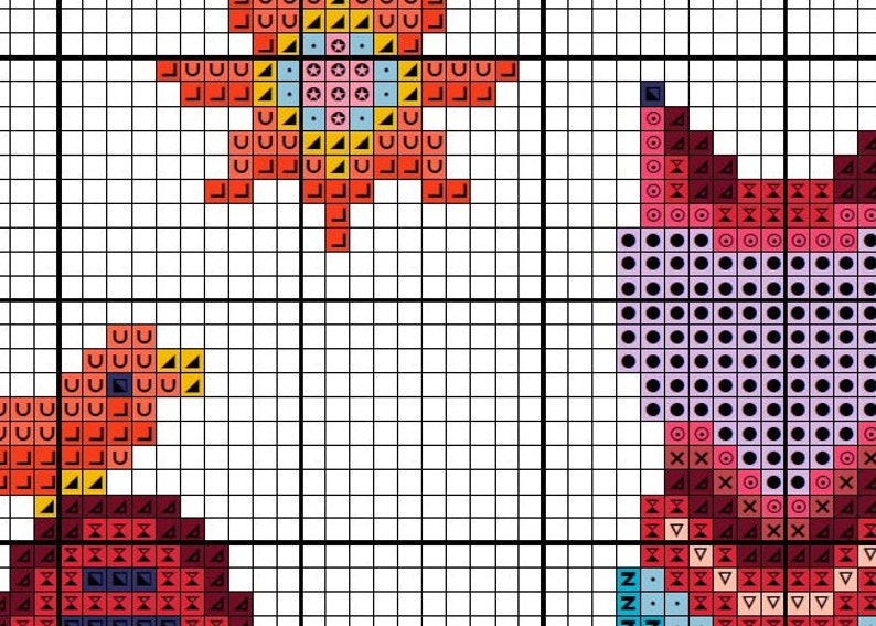 Cat cross stitch pattern garden spring EMBROIDERY