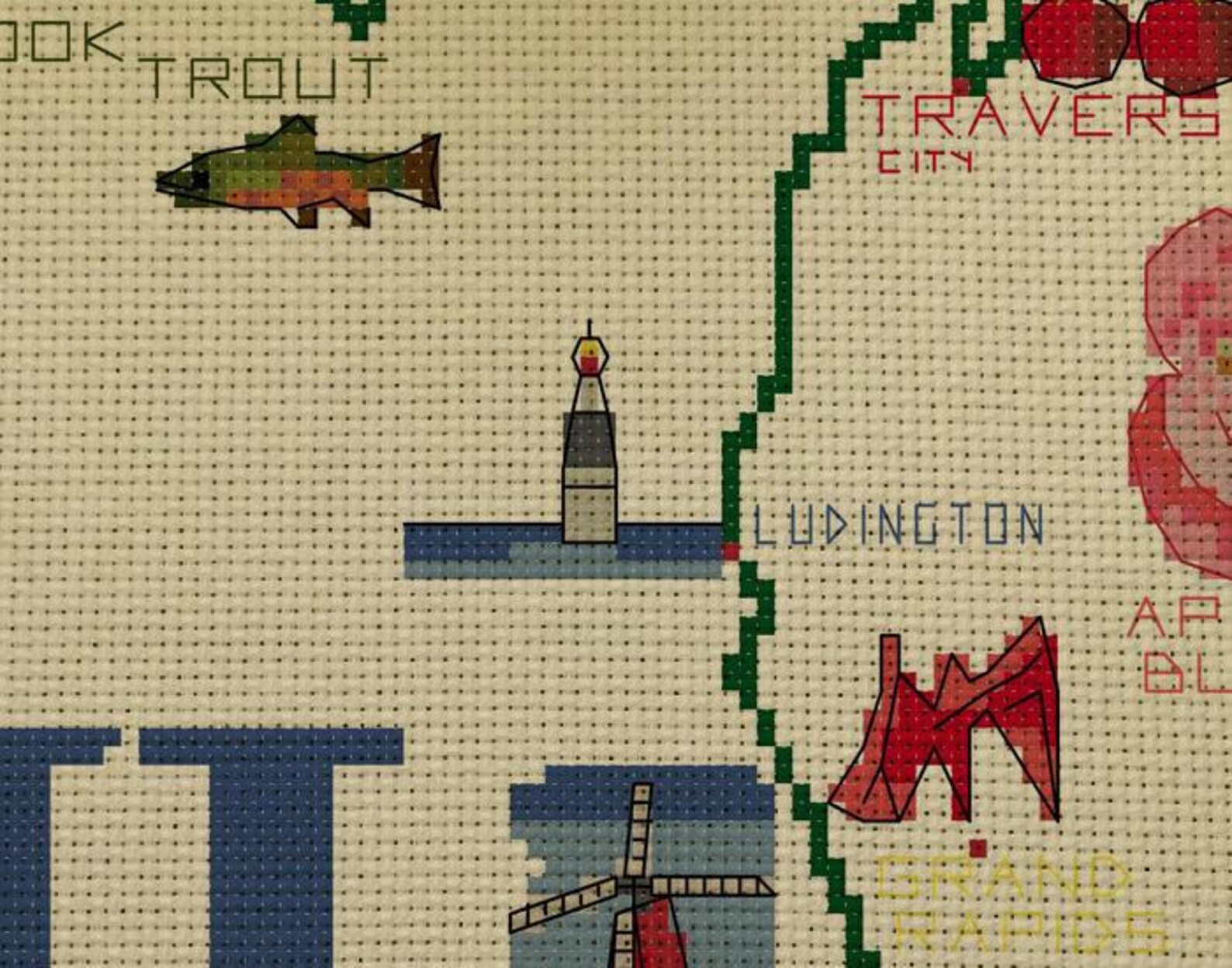 Cross Stitch Michigan State Etsy