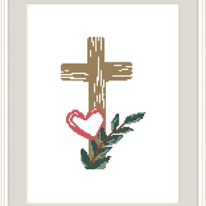 Religious Cross Stitch Christian Pattern With Flowers Embroidery for ...