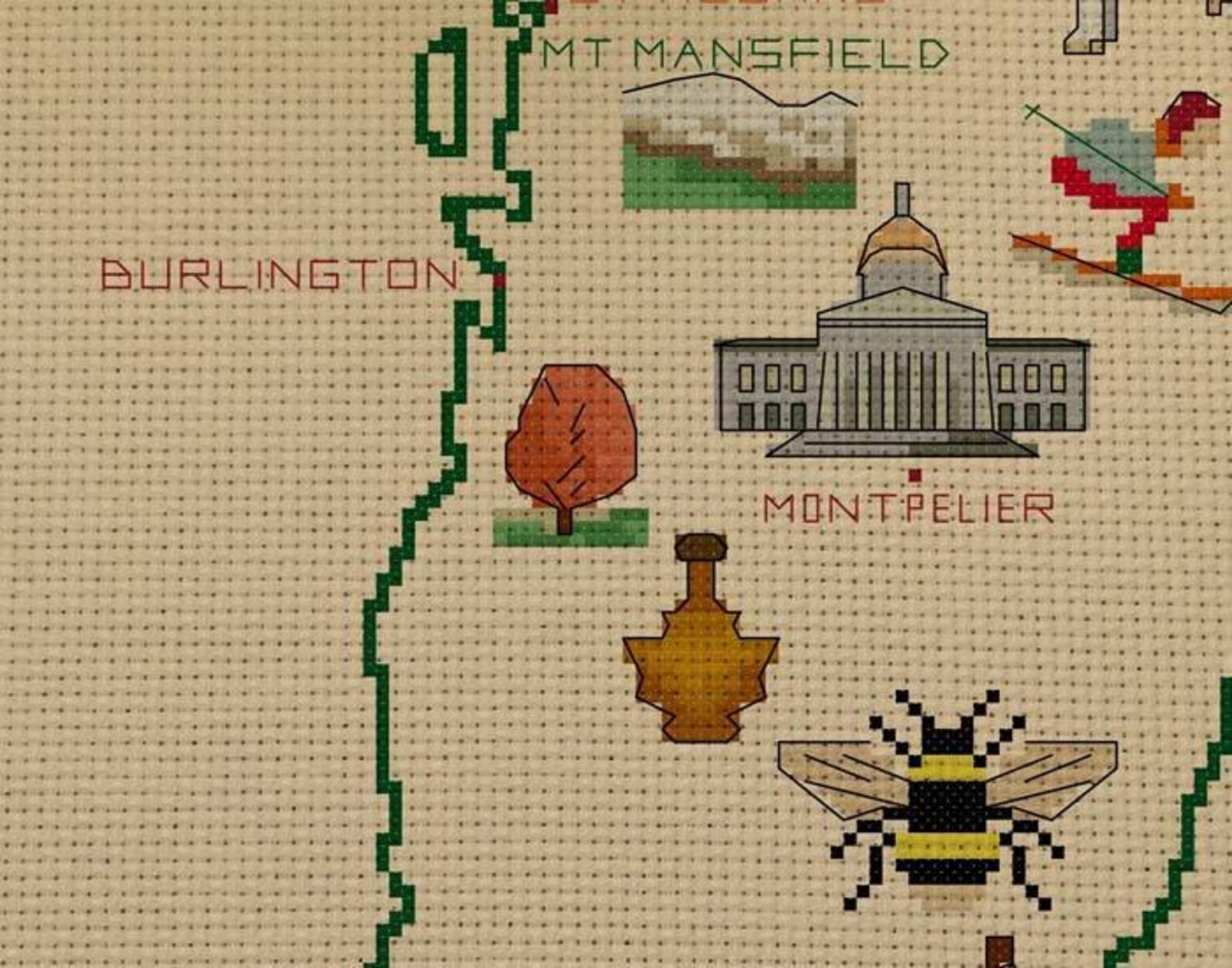 Vermont Cross Stitch Pattern State Usa City Montpelier Etsy