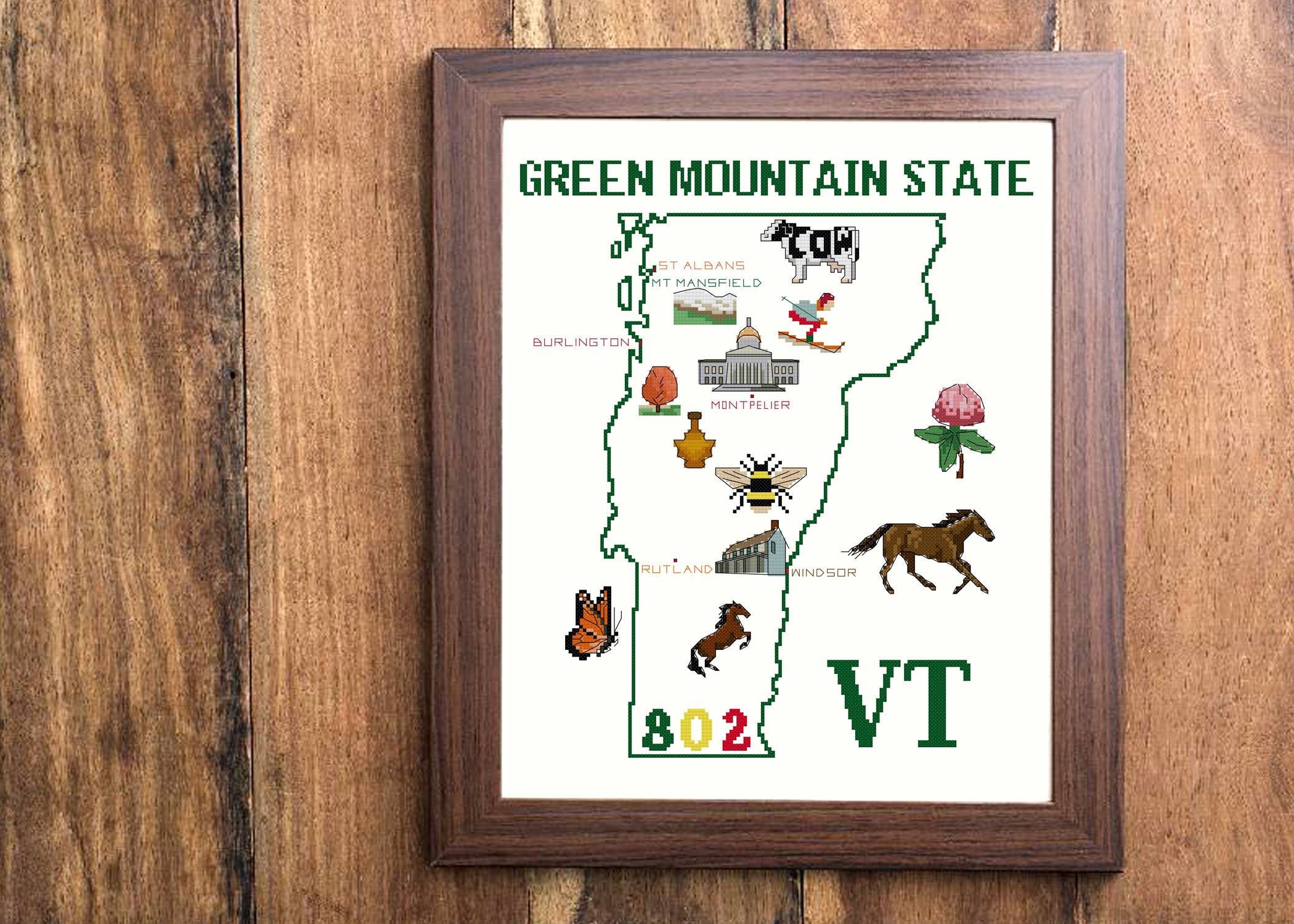 Vermont cross stitch pattern state usa city montpelier Etsy