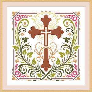 8 colors Cross Cross Stitch Pattern Religious Faith Christian image Instant PDF Download 8 colors