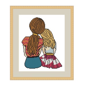 Mother cross stitch pattern, sister cross stitch, family cross stitch friend cousin Beginner Friendly only 10 colors and 95 x 120 stitches