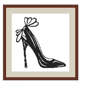 Feminine Stiletto Shoe Cross Stitch Pattern - Elegant and Stylish Design