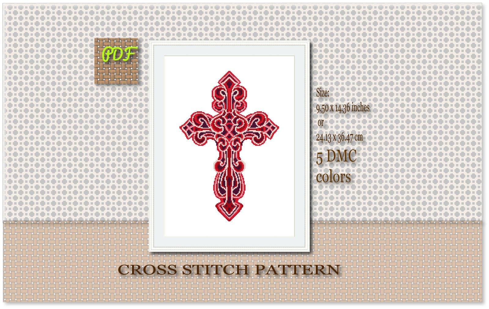 Christian Cross Stitch pattern, religious cross stitch, Crucifix cross stitch, cross embroidery Pattern PDF