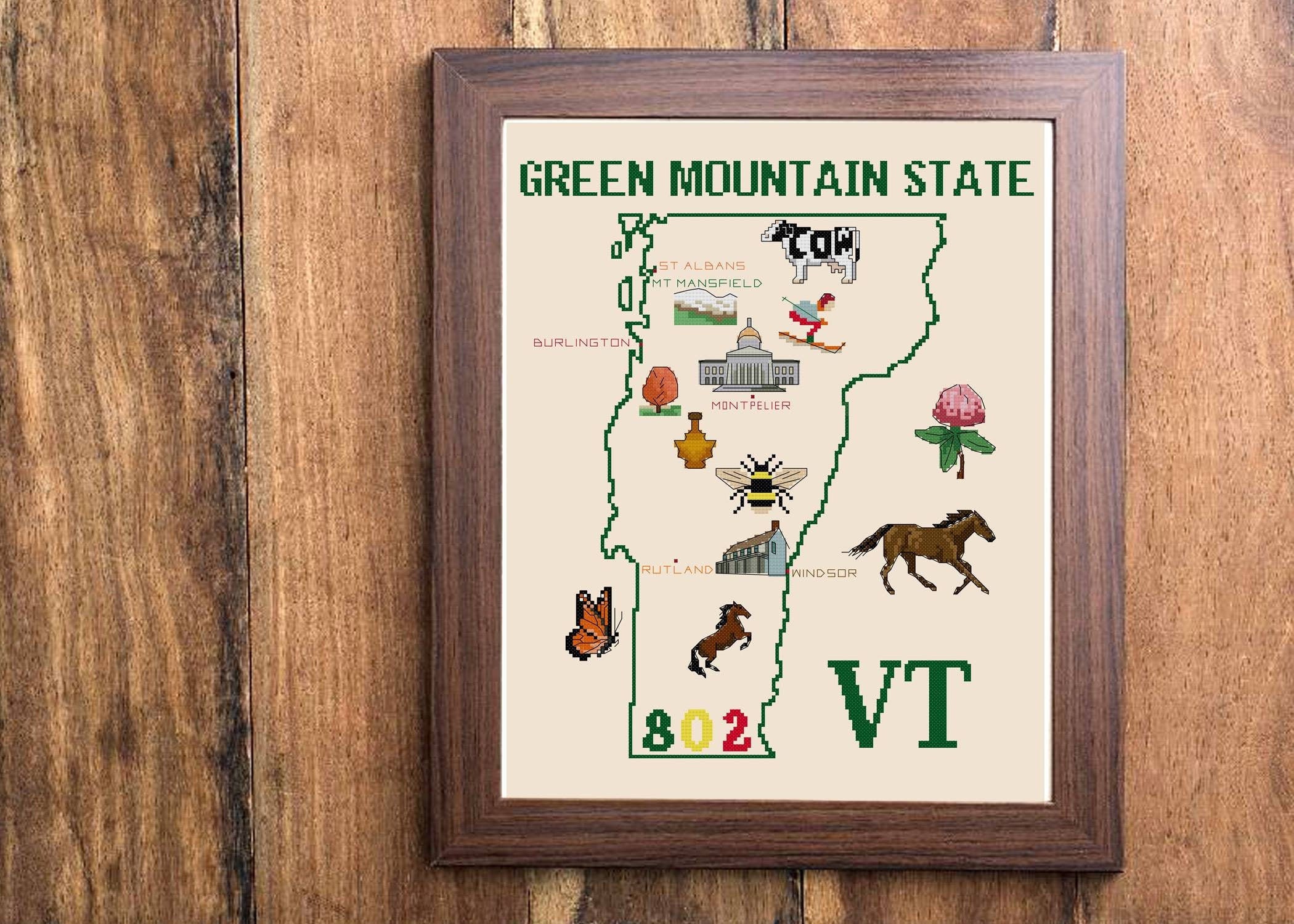 Vermont Cross Stitch Pattern State Usa City Montpelier Etsy