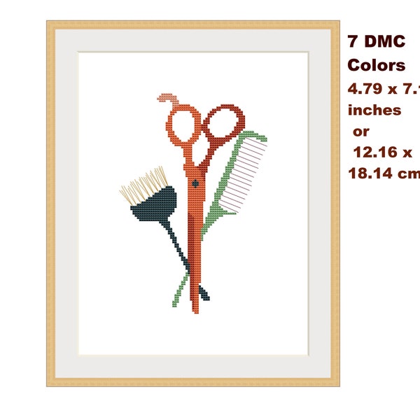 Coiffure Cross Stitch Hair Tools Scissors Beauty Salon Haircut Cross Stitch Hairstylist Styling Hairdressing Stylist Embroidery PDF