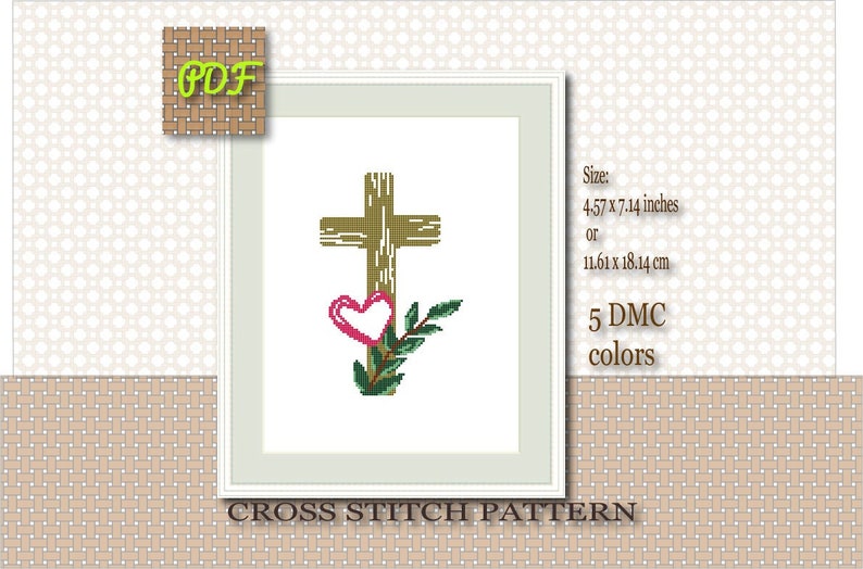 Religious Cross Stitch Christian Pattern With Flowers Embroidery for ...