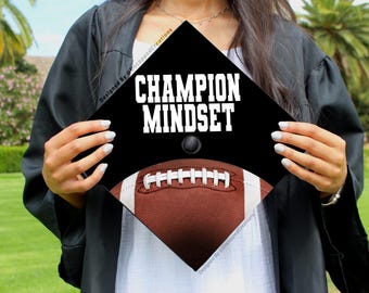 Football Graduation Cap | PRINTED Grad Cap Topper | last minute graduation cap, simple grad cap, guy graduation cap designs, guy grad caps