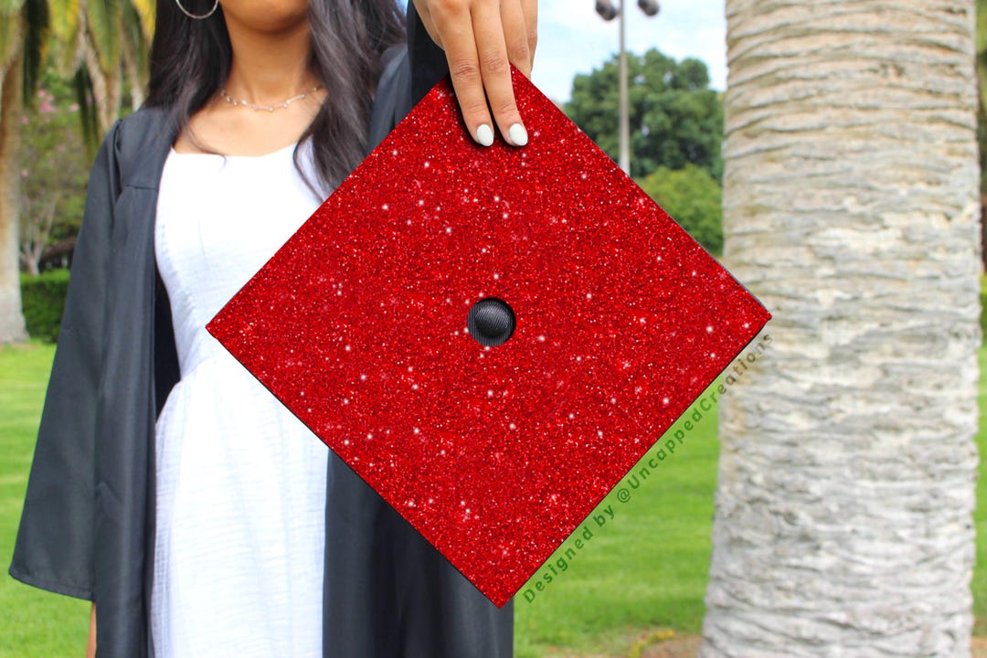 Red Glitter Graduation Cap | GLITTER Grad Cap Topper | Last Minute ...